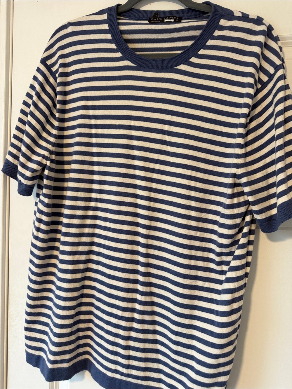 Paul & Shark Blue & White Striped Short Sleeve Tee